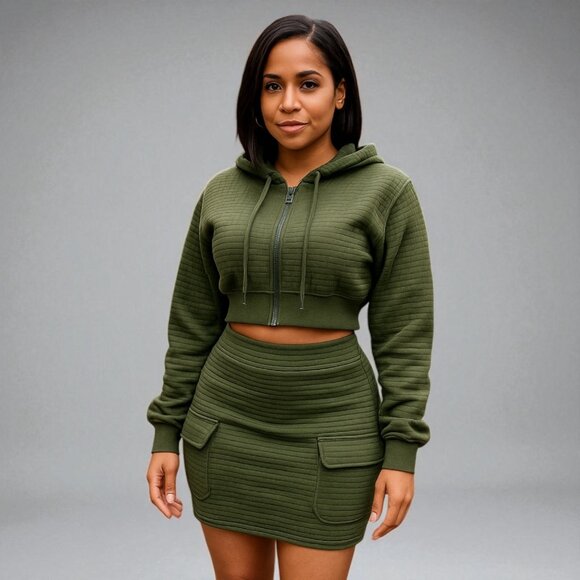 Olive Green Two pieces set - Picture 1 of 9